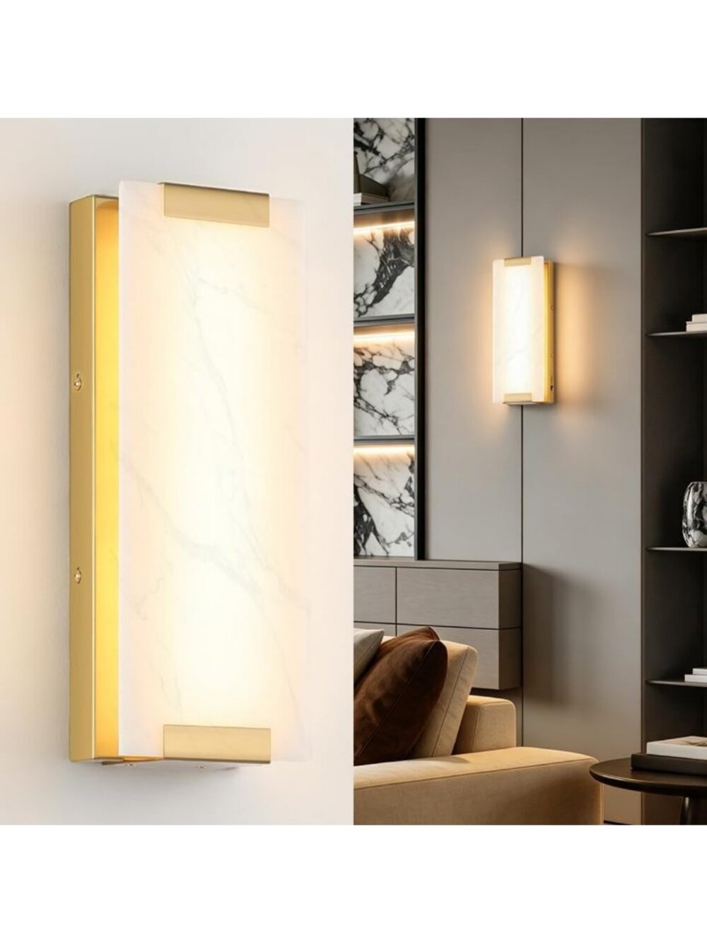 Elegant Brass Gold LED Wall Sconce - Modern Indoor Light Fixture for Home Decor